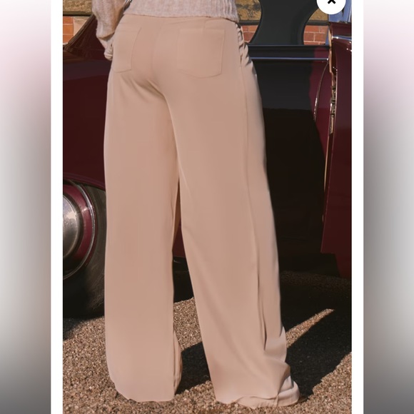 NWT PrettyLittleThing Natural Stone Floaty Tailored Wide Leg Trousers - Picture 3 of 10